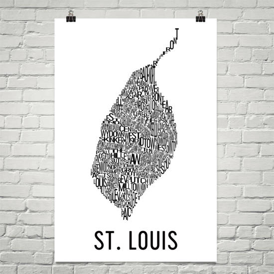 St Louis neighborhood art print FRAMED, St Louis map art, St Louis art print, St Louis word cloud art, available in factory several colors and sizes