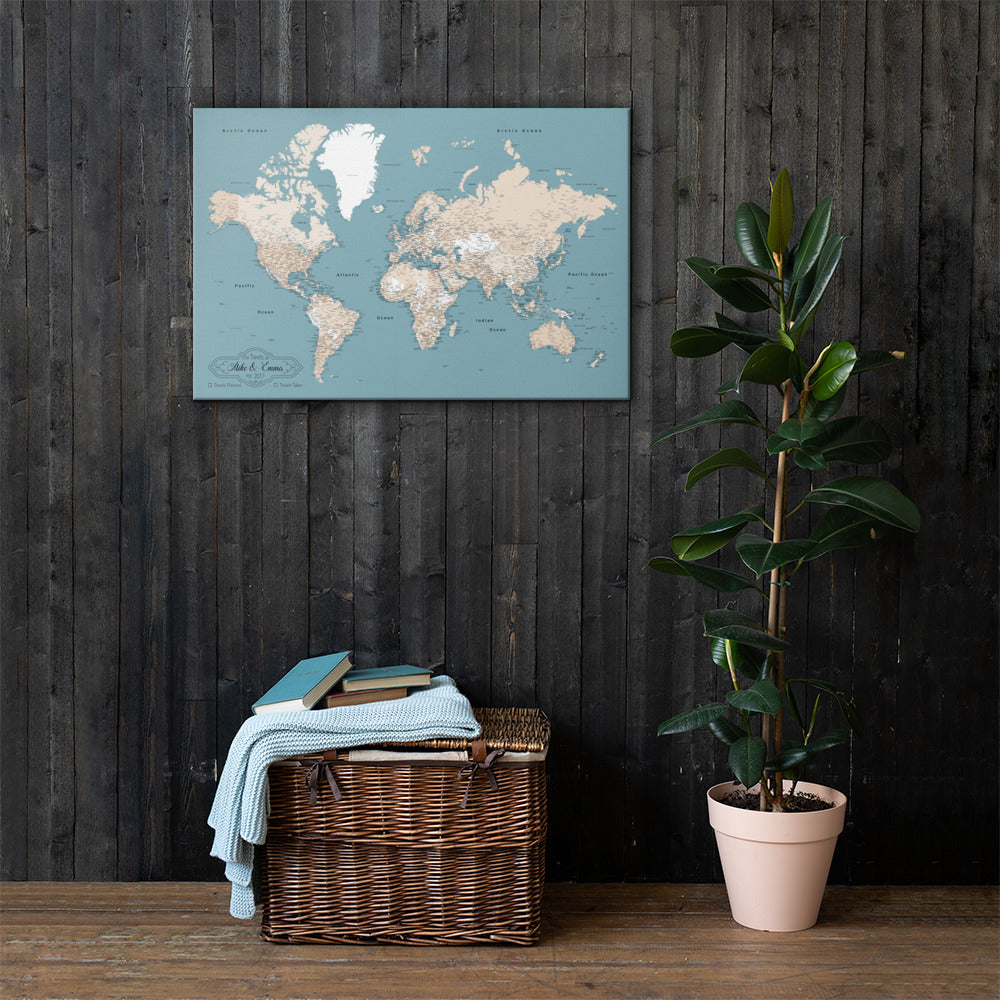 Art of Wanderlust | Cork Board World Travel Map with Pins | Inspirational Wall Art to Track Past and Future Travel