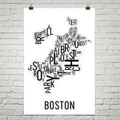 Boston Neighborhood Typography Prints – Modern Map Art