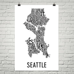 Seattle Neighborhood Typography Prints – Modern Map Art