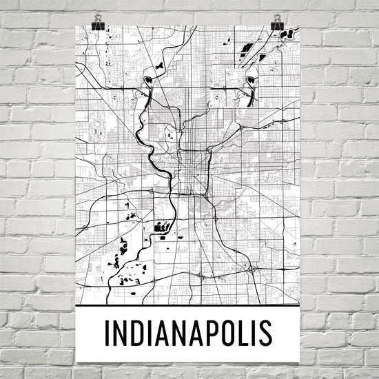 Indianapolis IN Street Map Poster Black