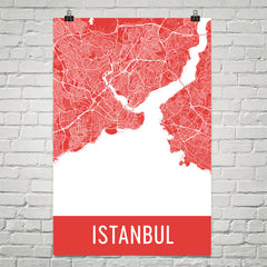 Istanbul Turkey Street Map Poster White