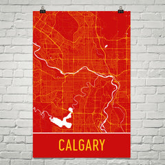 Calgary AB Street Map Poster Red