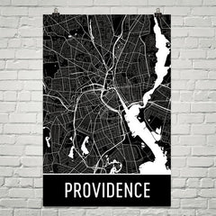 Providence RI Street Map Poster Black