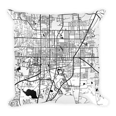 Gainesville black and white throw pillow with city map print 18x18