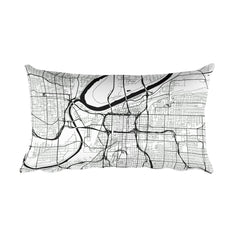 Kansas City black and white throw pillow with city map print 12x20