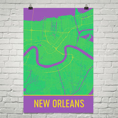 New Orleans Map Street Map Poster Green