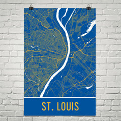  St Louis Map Print 8x10, St Louis Poster 24x36, St Louis  Missouri USA, Blue Geometric St Louis City Map Street Art Prints, St Louis  Gifts by Maps As Art : Handmade