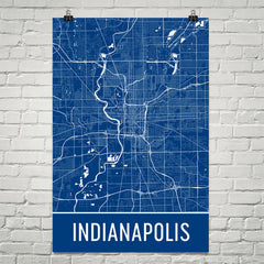 Indianapolis IN Street Map Poster White