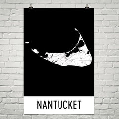 Nantucket MA Street Map Poster White