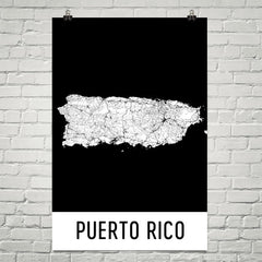 Puerto Rico Street Map Poster Tan and Blue