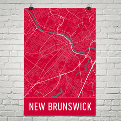 New Brunswick Street Map Poster Red