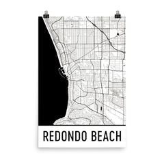 Redondo Beach CA Street Map Poster Blue