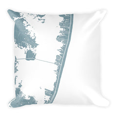 Ocean City black and white throw pillow with city map print 18x18